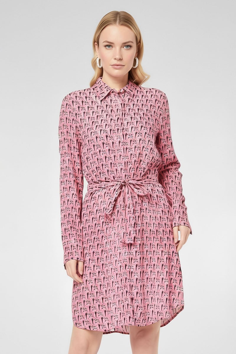 GANT فستان ميني مطبوع بالكامل للنساء، متعدد الألوان - Image 2